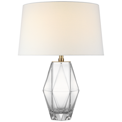 Palacios Medium Table Lamp in Clear Glass with Linen Shade