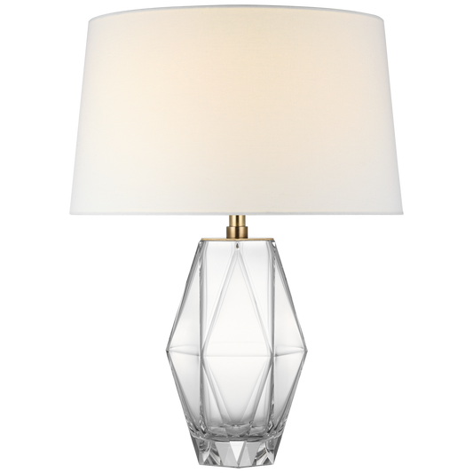 Palacios Medium Table Lamp in Clear Glass with Linen Shade