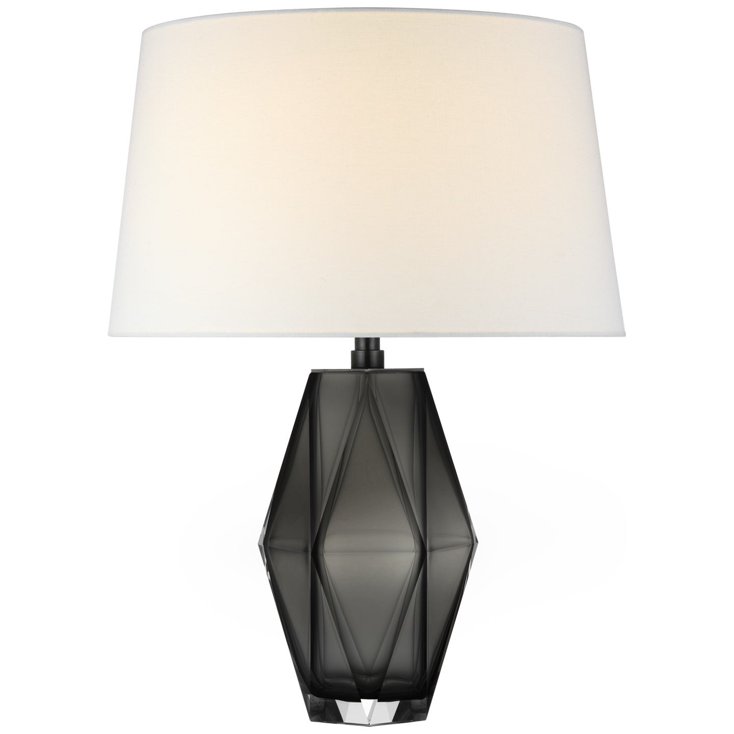 Palacios Medium Table Lamp in Smoked Glass with Linen Shade