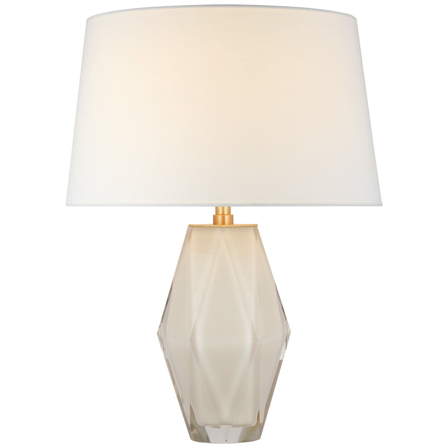 Palacios Medium Table Lamp in White Glass with Linen Shade