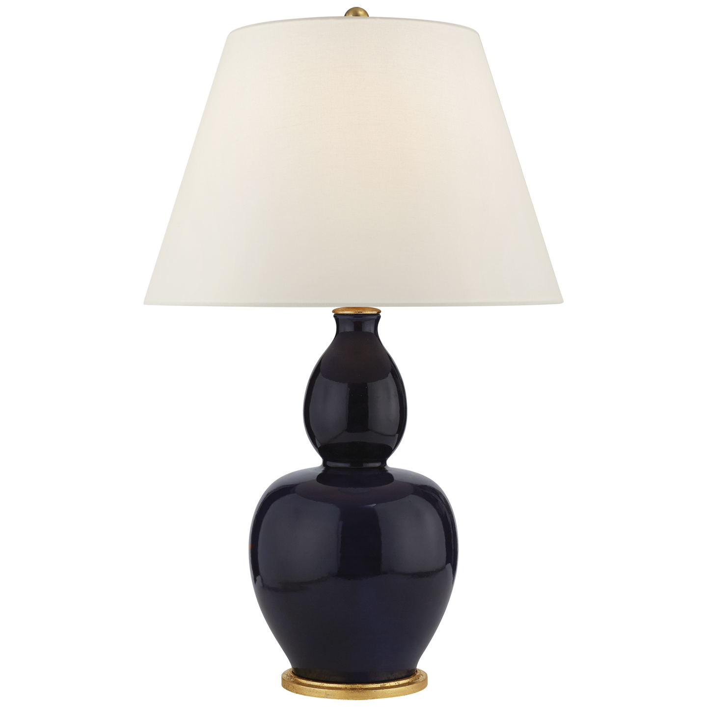 Yue Double Gourd Table Lamp in Denim with Linen Shade