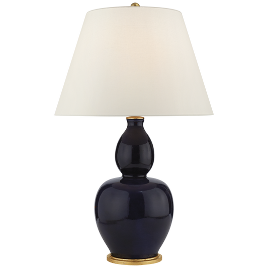 Yue Double Gourd Table Lamp in Denim with Linen Shade