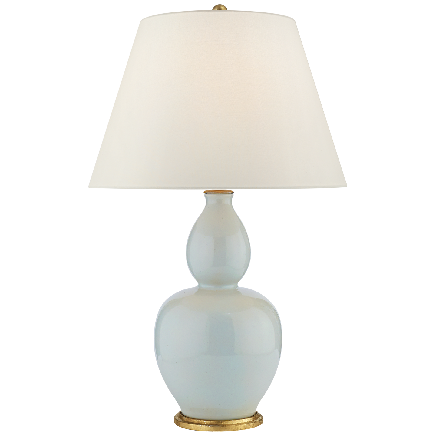 Yue Double Gourd Table Lamp in Ice Blue with Linen Shade