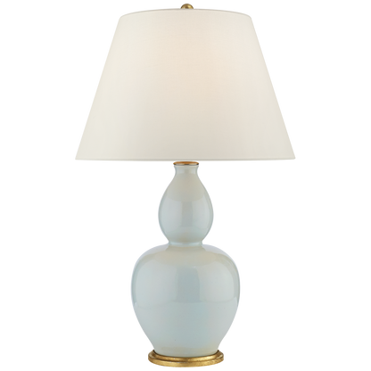 Yue Double Gourd Table Lamp in Ice Blue with Linen Shade