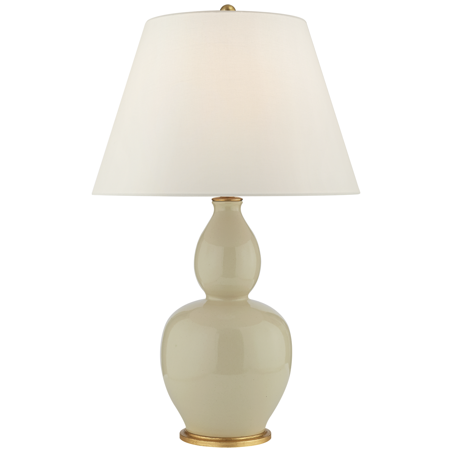 Yue Double Gourd Table Lamp in Coconut with Linen Shade