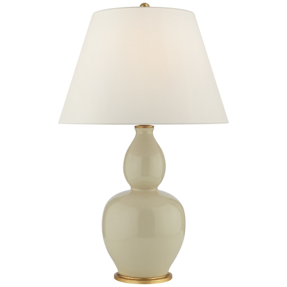 Yue Double Gourd Table Lamp in Coconut with Linen Shade