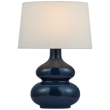 Lismore Medium Table Lamp in Mixed Blue Brown with Linen Shade