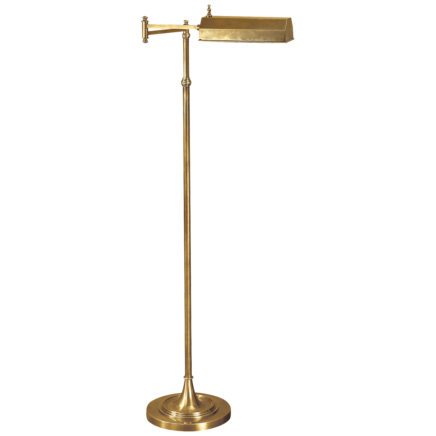 Dorchester Swing Arm Pharmacy Floor Lamp in Antique-Burnished Brass