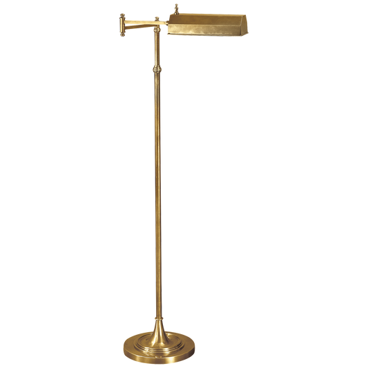 Dorchester Swing Arm Pharmacy Floor Lamp in Antique-Burnished Brass