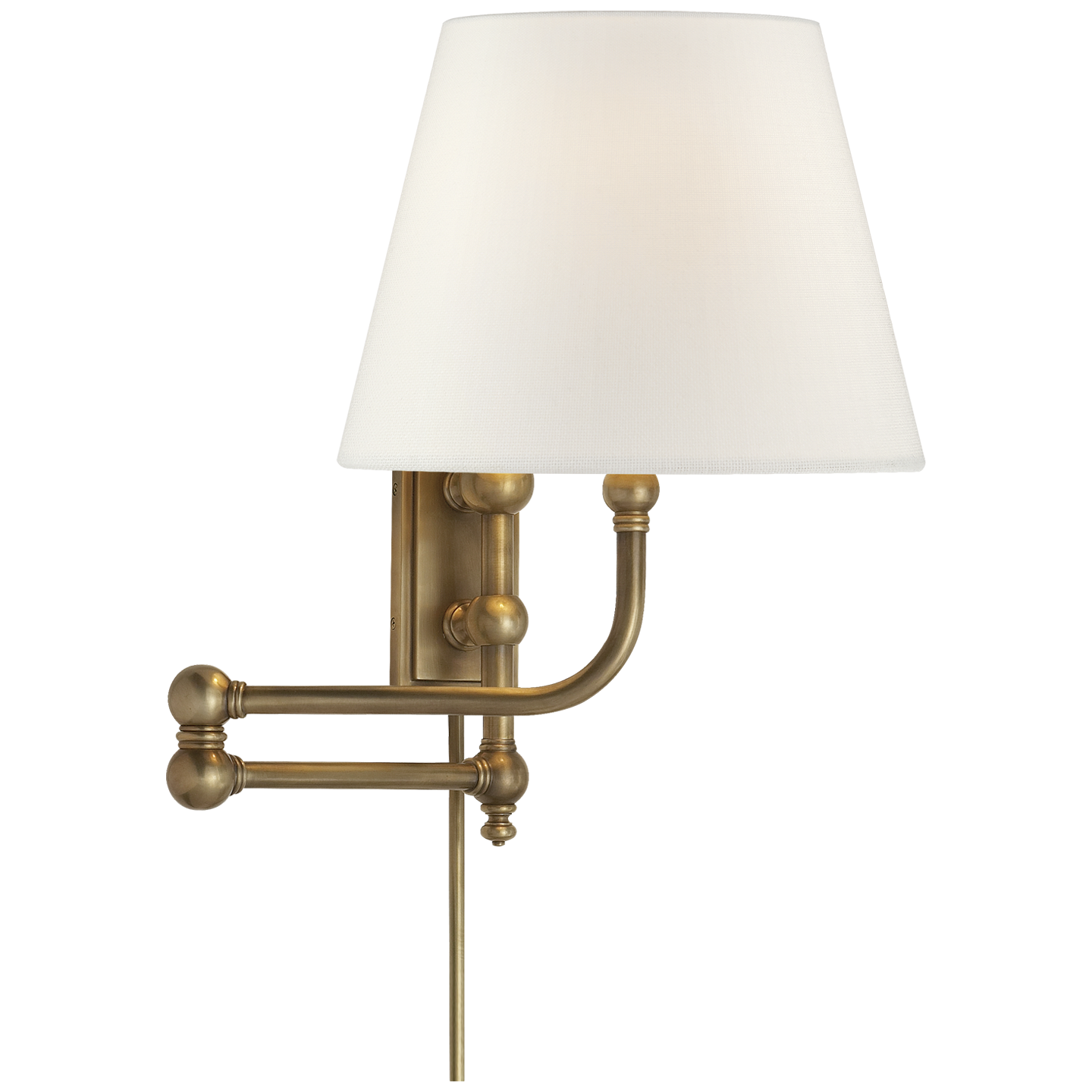 Pimlico Swing Arm in Antique-Burnished Brass with Linen Shade