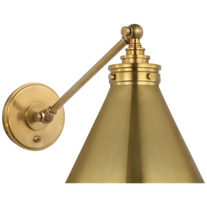 Parkington Single Library Wall Light in Antique-Burnished Brass