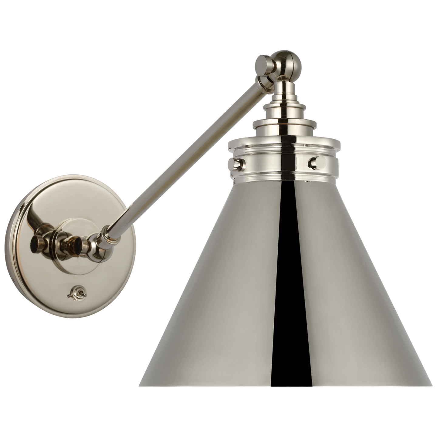 Parkington Single Library Wall Light in Polished Nickel