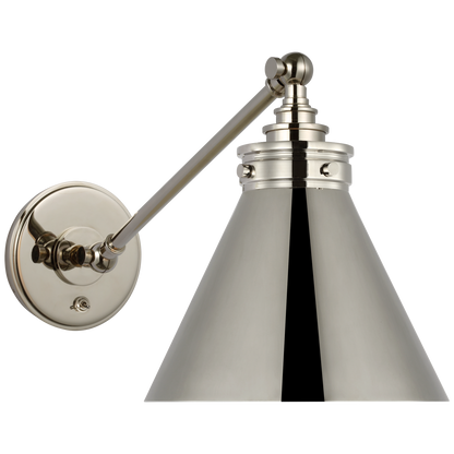 Parkington Single Library Wall Light in Polished Nickel