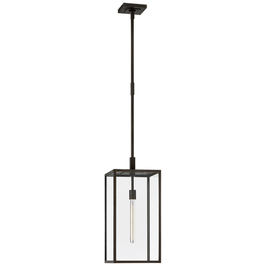 Fresno Large Hanging Lantern in Aged Iron with Clear Glass