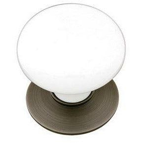 Porcelain Knob with Base - Ice White