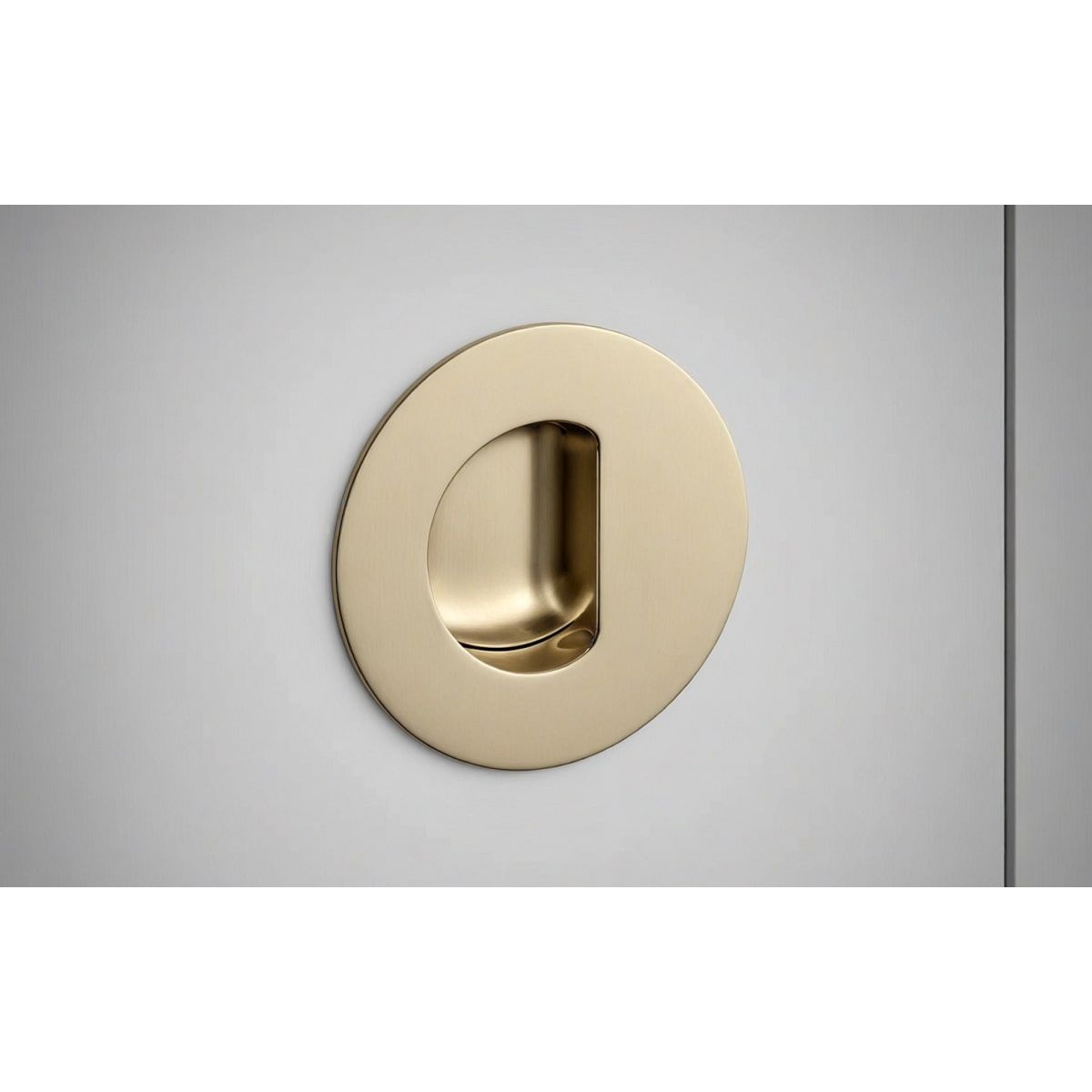 Brass Round Flush Pull with Half Moon Pocket