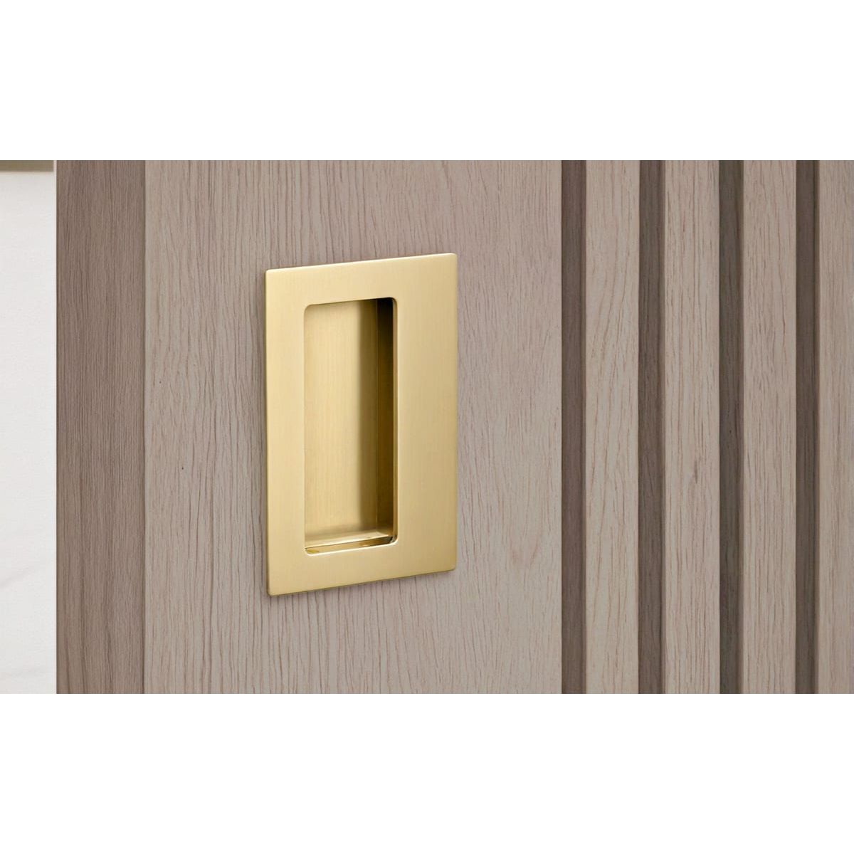 Brass Rectangular Flush Pull with Offset Pocket