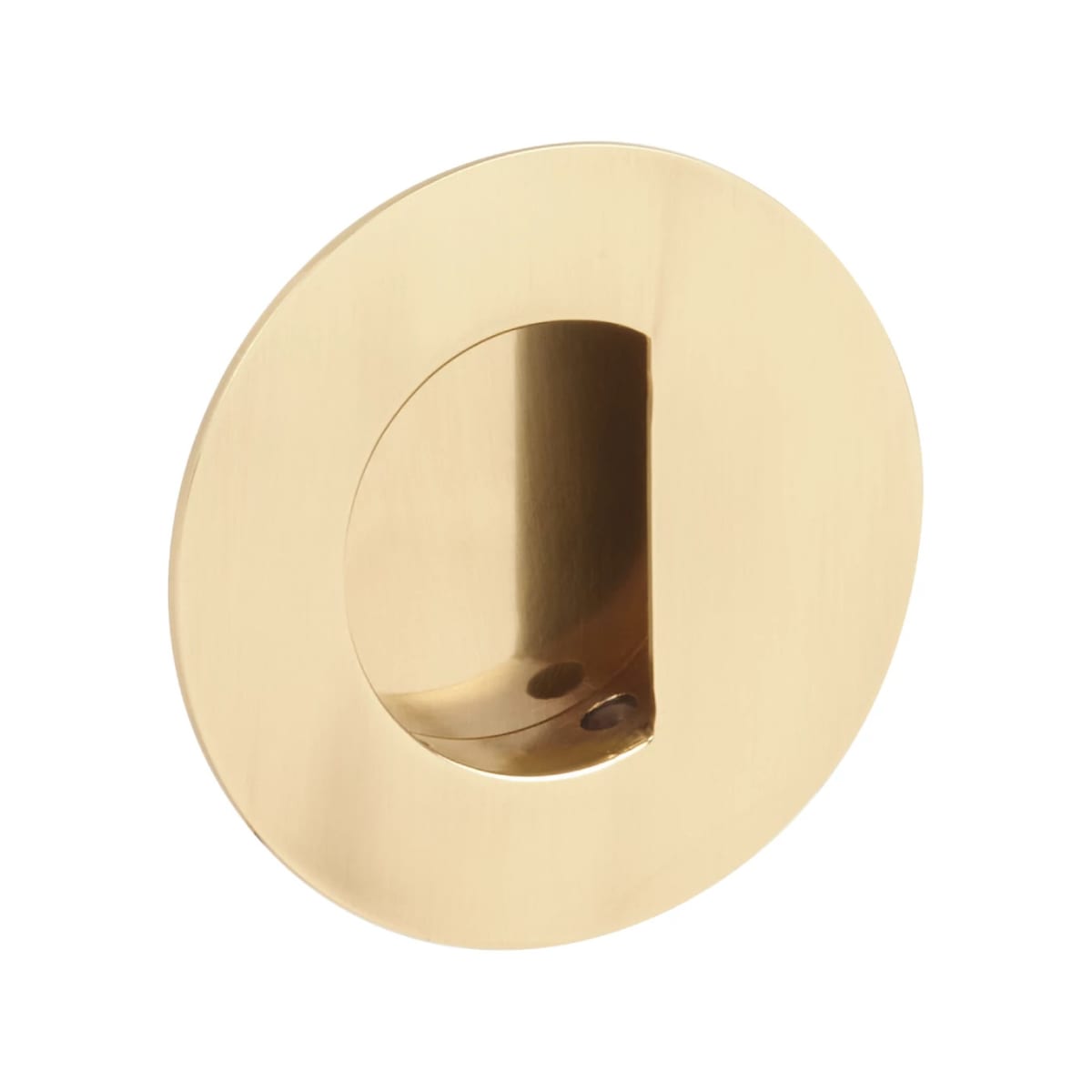 Brass Round Flush Pull with Half Moon Pocket