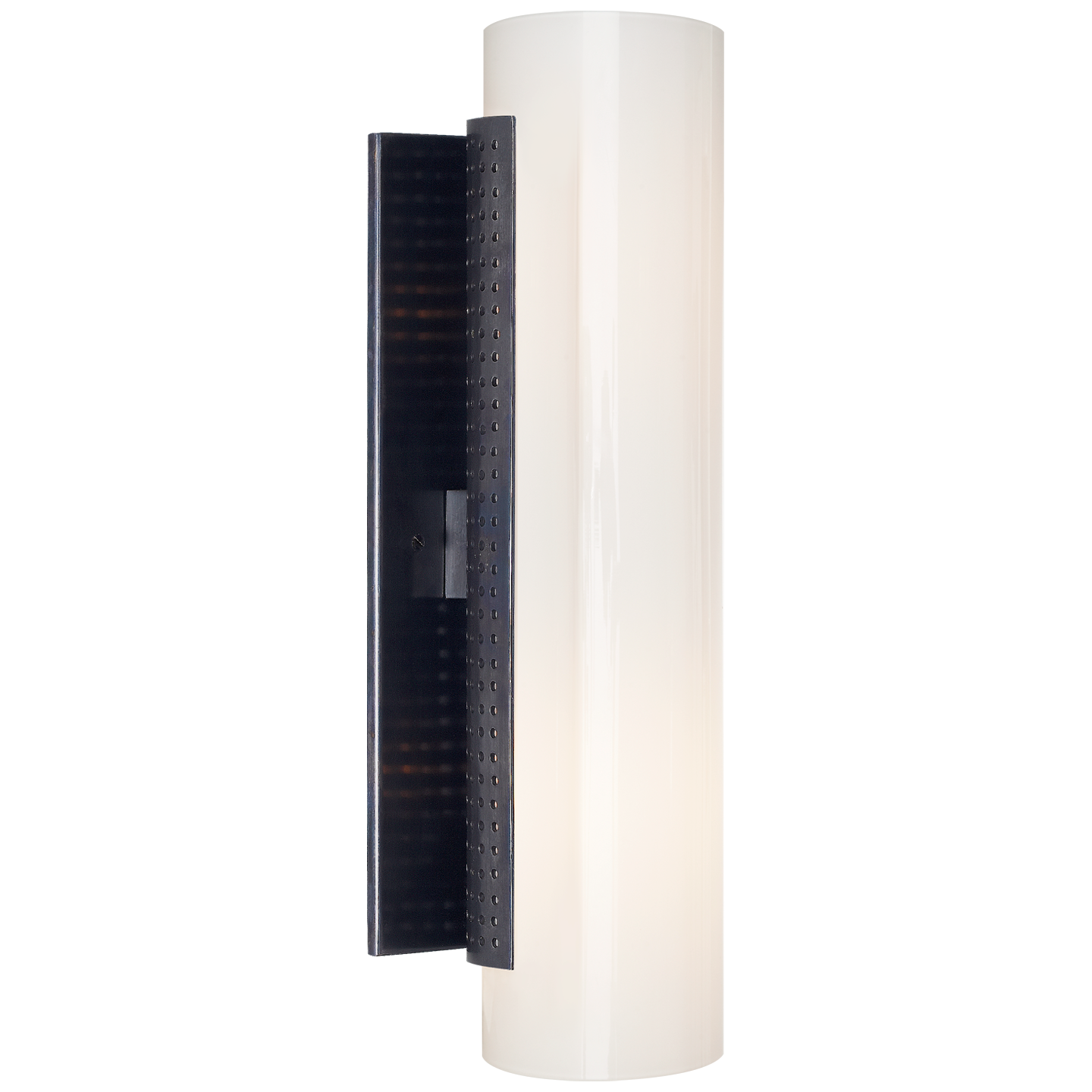 Precision Cylinder Sconce in Bronze with White Glass