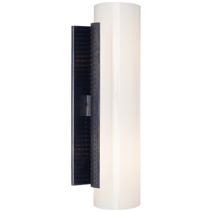 Precision Cylinder Sconce in Bronze with White Glass