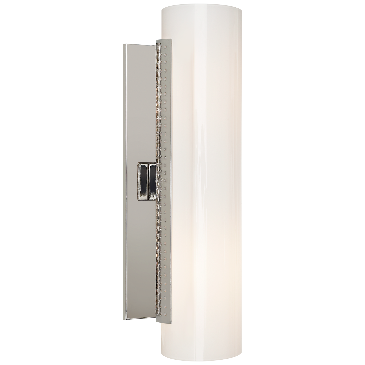 Precision Cylinder Sconce in Polished Nickel with White Glass