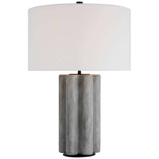 Vellig Medium Table Lamp in Oyster Stained Concrete with Linen Shade