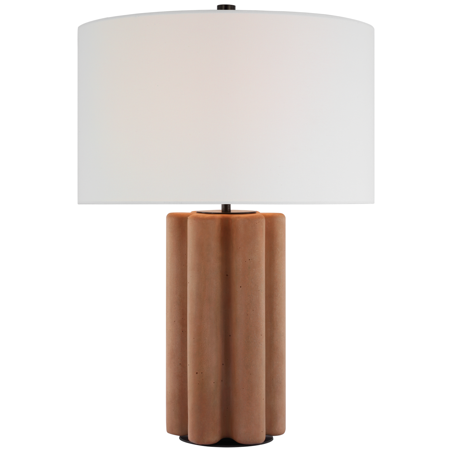 Vellig Medium Table Lamp in Terracotta Stained Concrete with Linen Shade