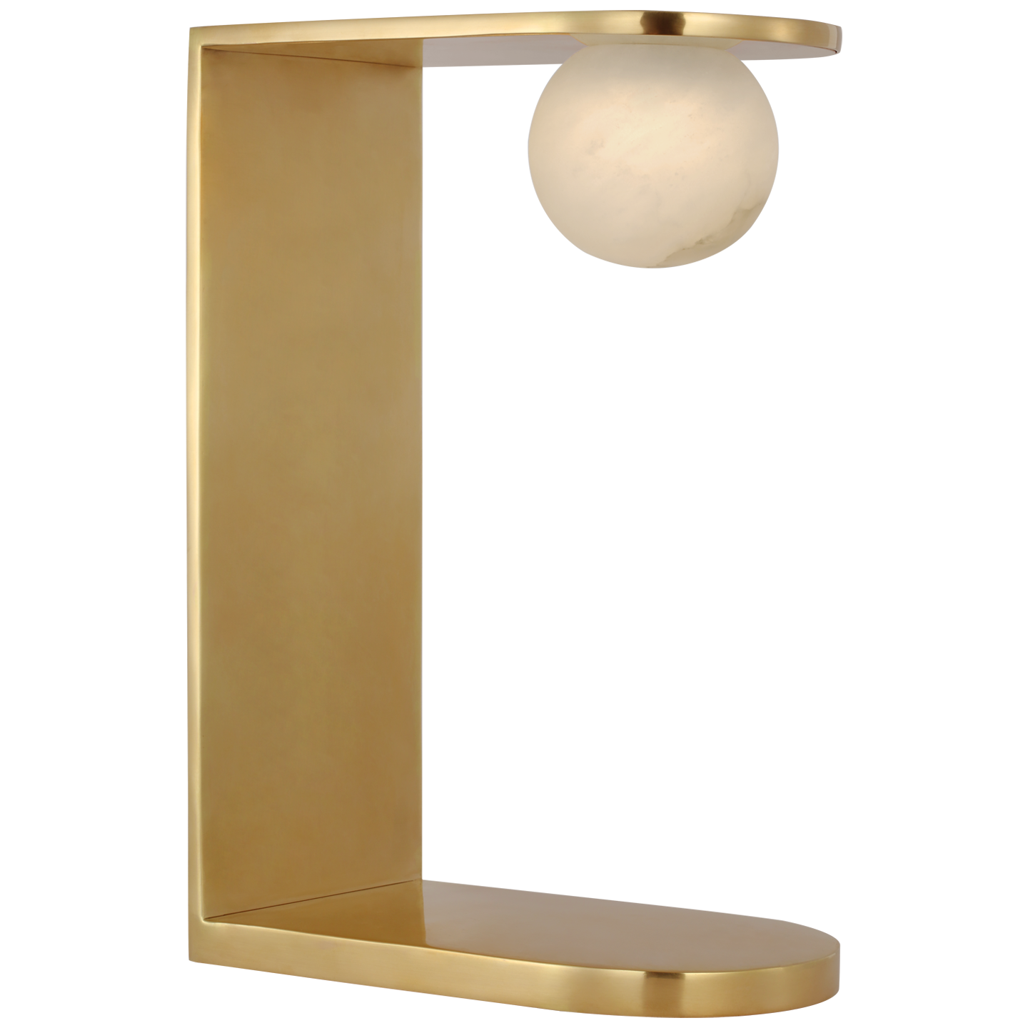 Pertica Small Desk Lamp in Mirrored Antique Brass with Alabaster