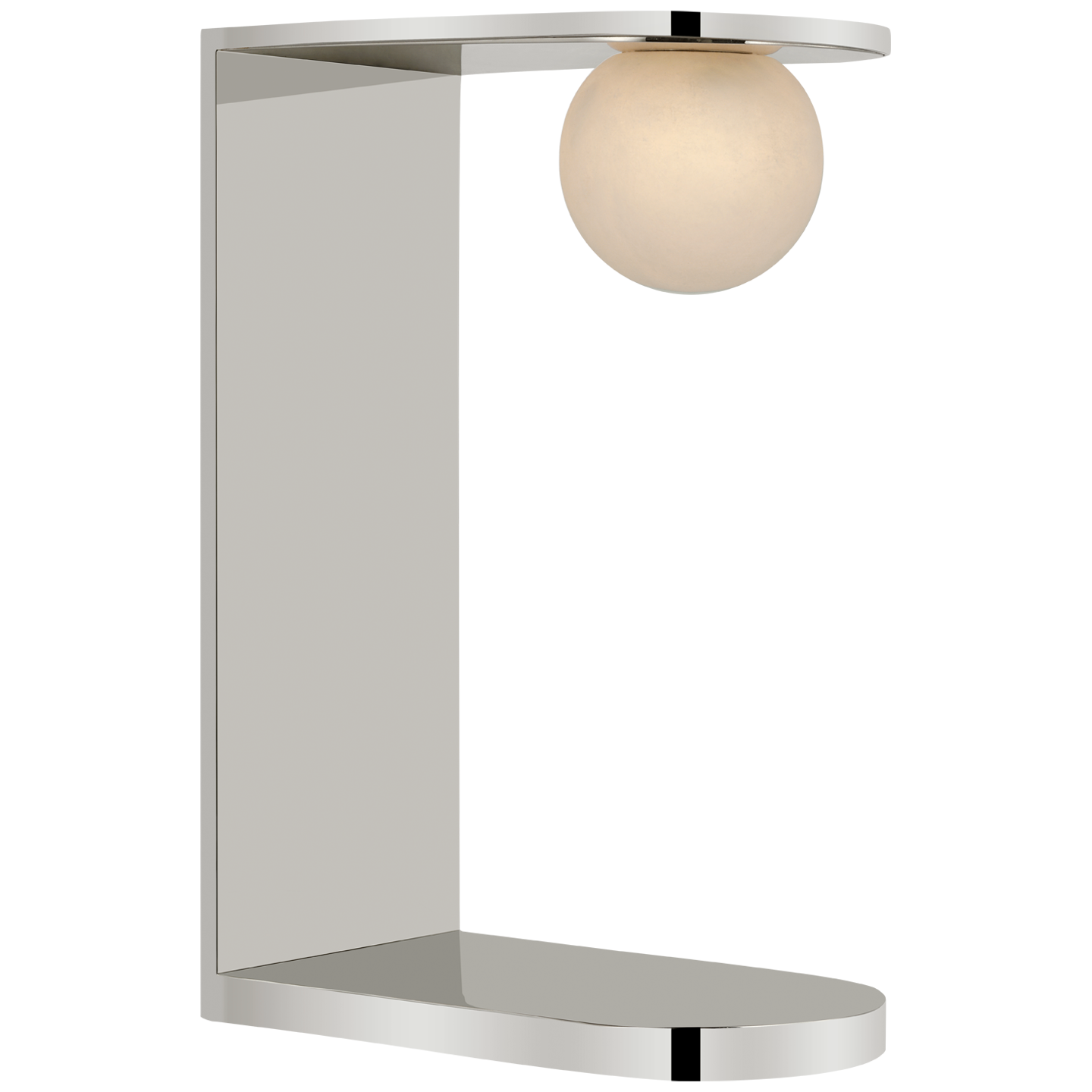 Pertica Small Desk Lamp in Polished Nickel with Alabaster