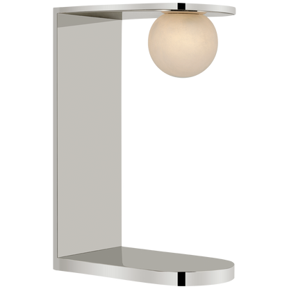 Pertica Small Desk Lamp in Polished Nickel with Alabaster