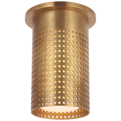 Precision Short Monopoint Flush Mount in Antique-Burnished Brass with White Glass