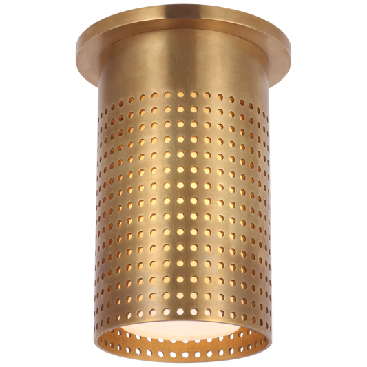 Precision Short Monopoint Flush Mount in Antique-Burnished Brass with White Glass