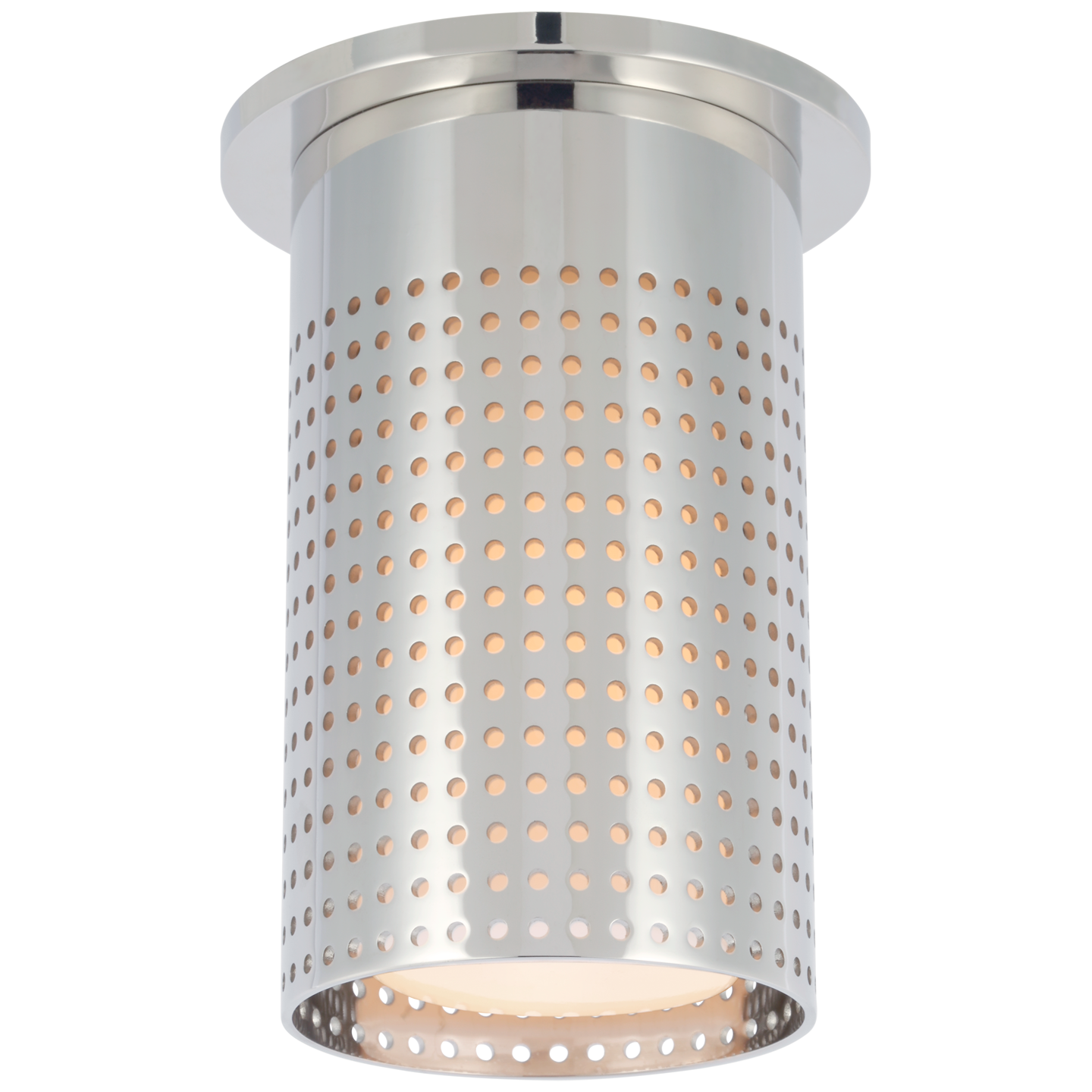 Precision Short Monopoint Flush Mount in Polished Nickel with White Glass