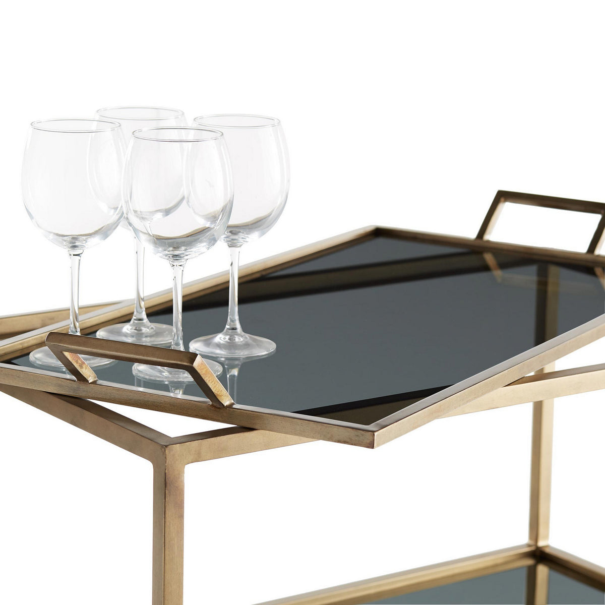 Jak Bar Cart in Antique Brass
