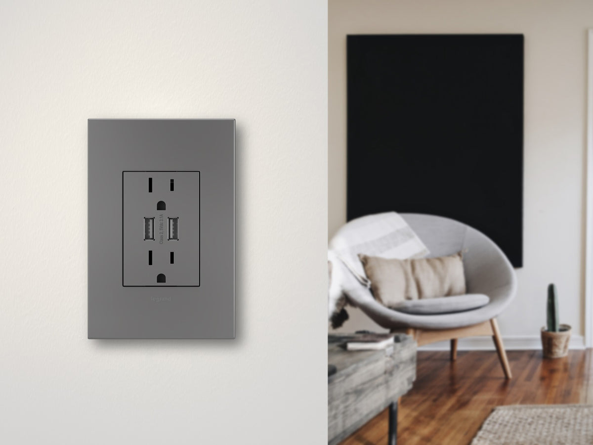 Prise double USB avec plaque murale