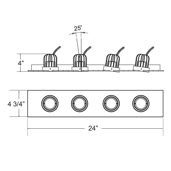 RECESSED MULTIPLE MULT, DOWNLIGHT, 4LT, 12W, WHT in White