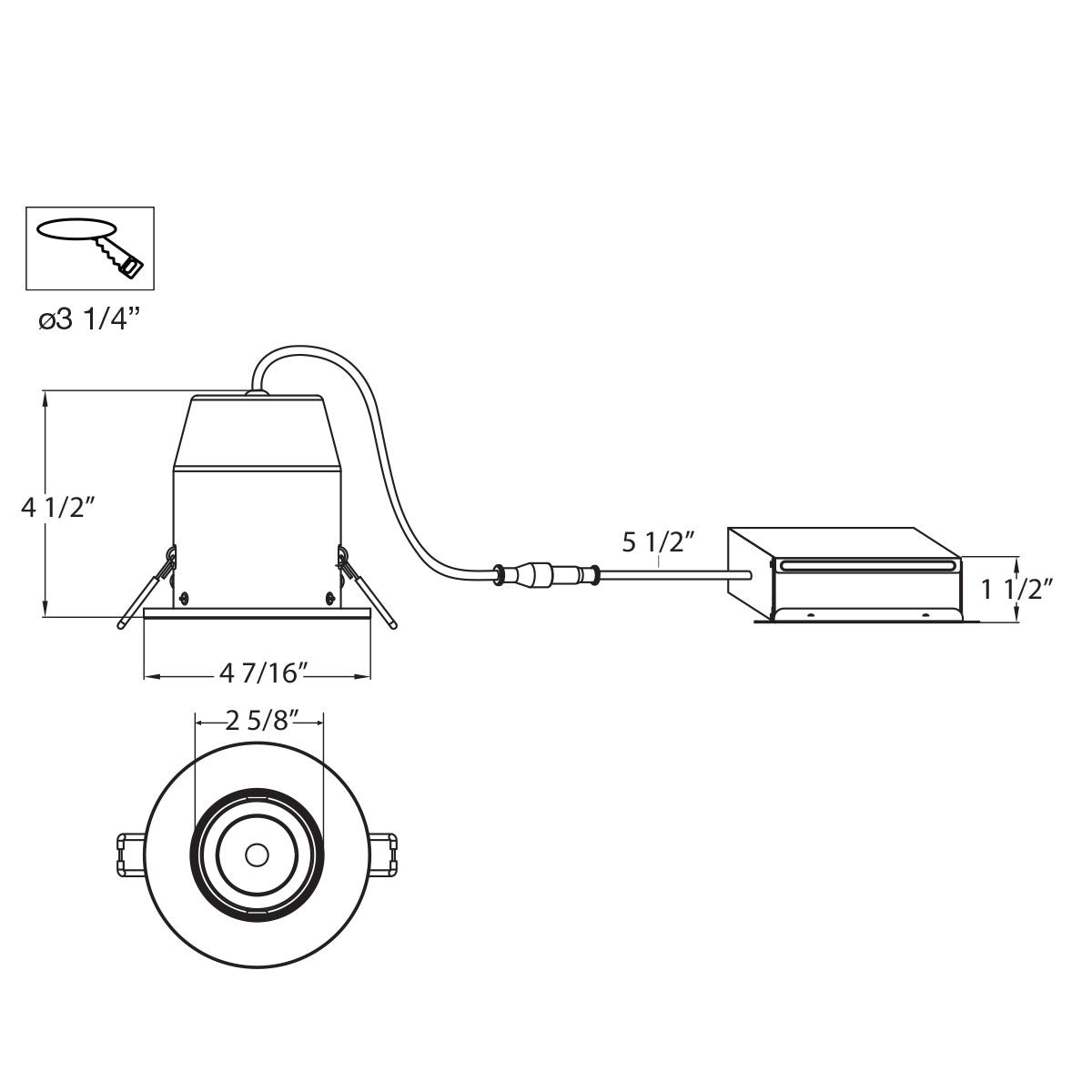 LED REC,3 1/4IN,BAF,30K,BN in Brushed Nickel