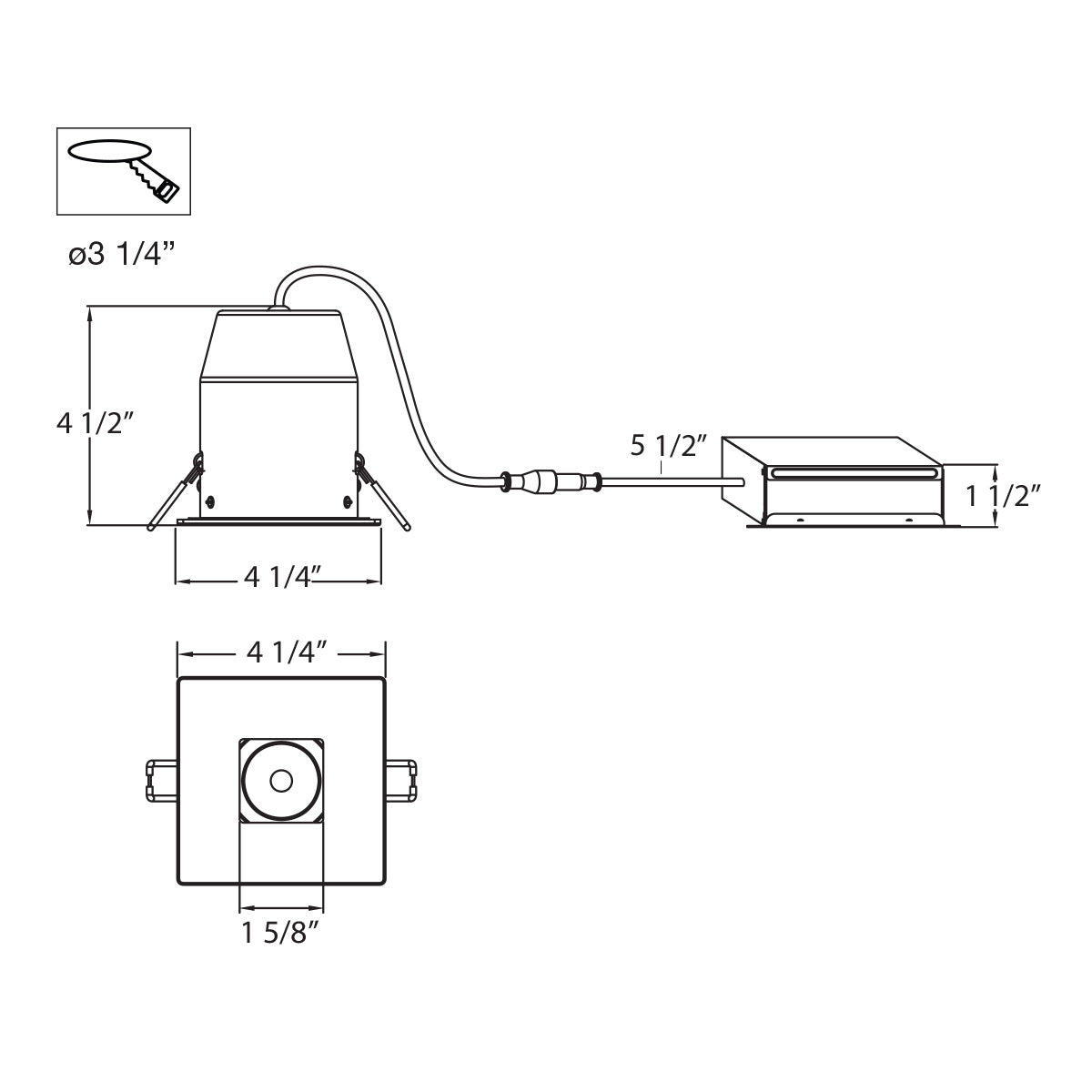 LED REC,3 1/4IN,REG,SQ,30K,WHT in White