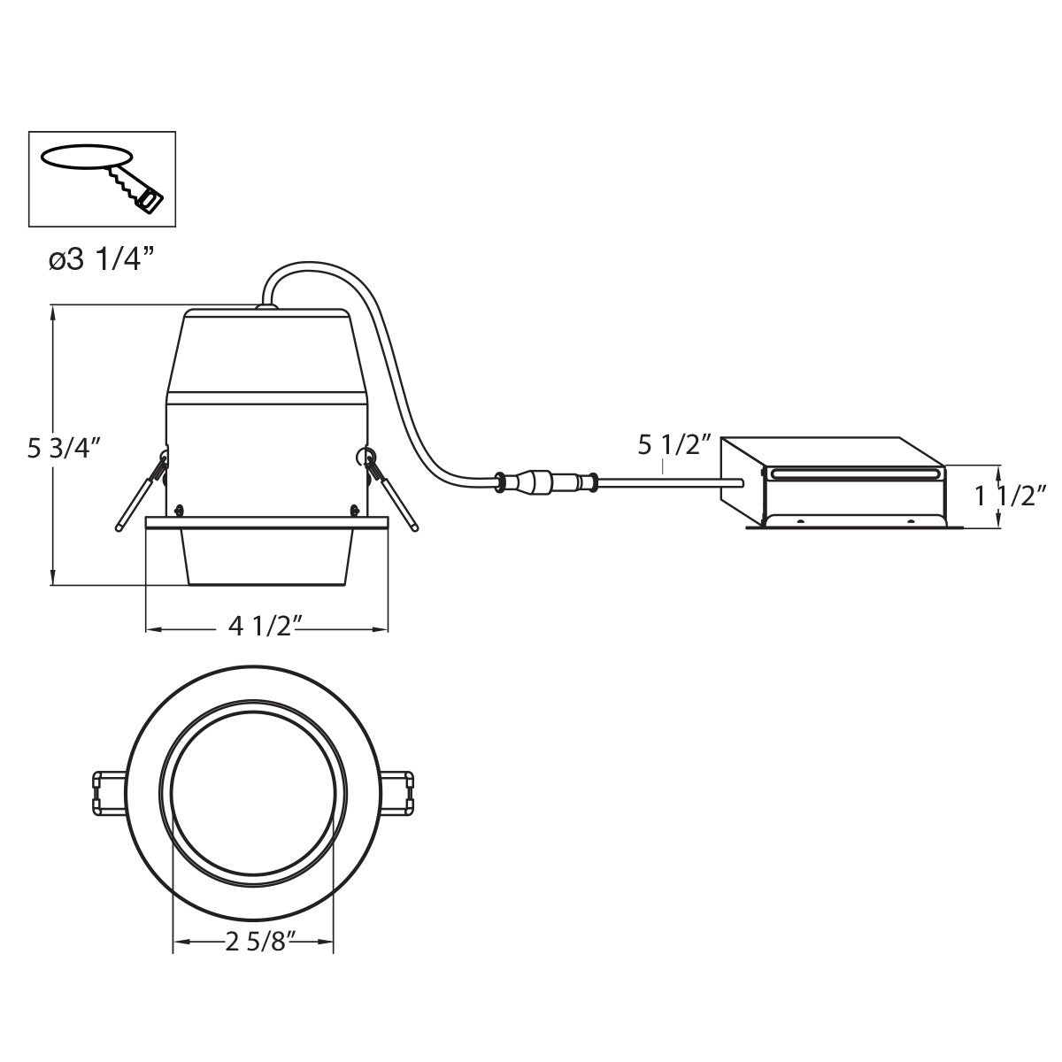 LED REC, 3 1/4IN, SHW, 10W, 3K, WHT in White