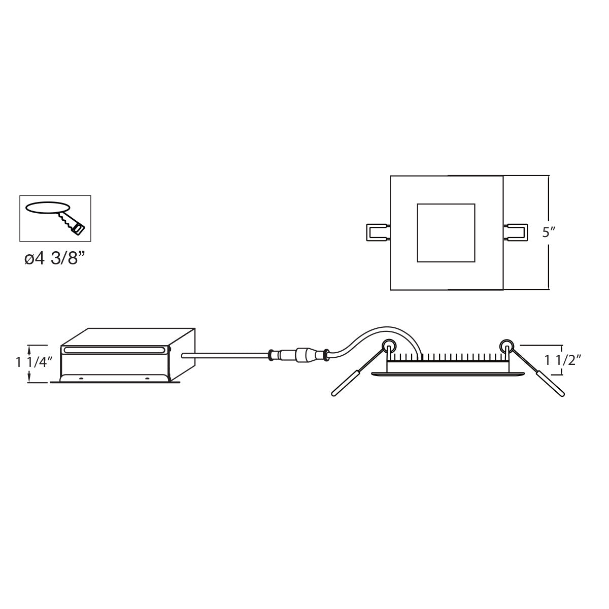 LED SLIM REC, 4IN, 12W, SQ, BLK in Black