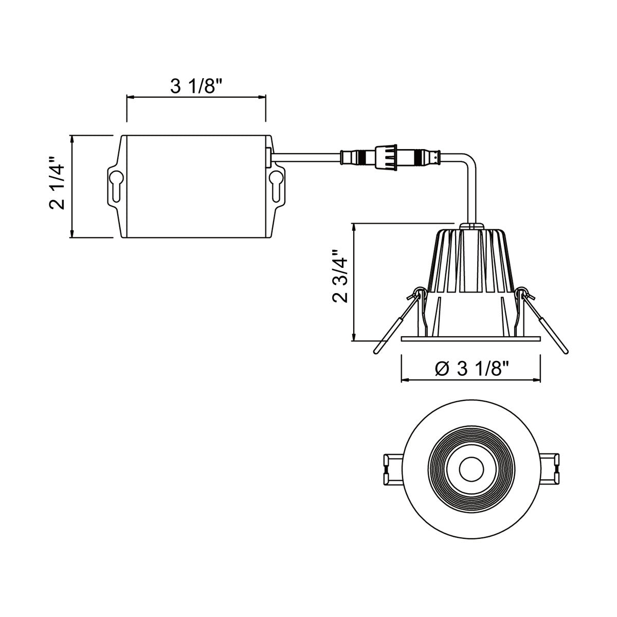 34890-40 LED REC,2.5IN,BAFFL,8W,40K,BLK in Black