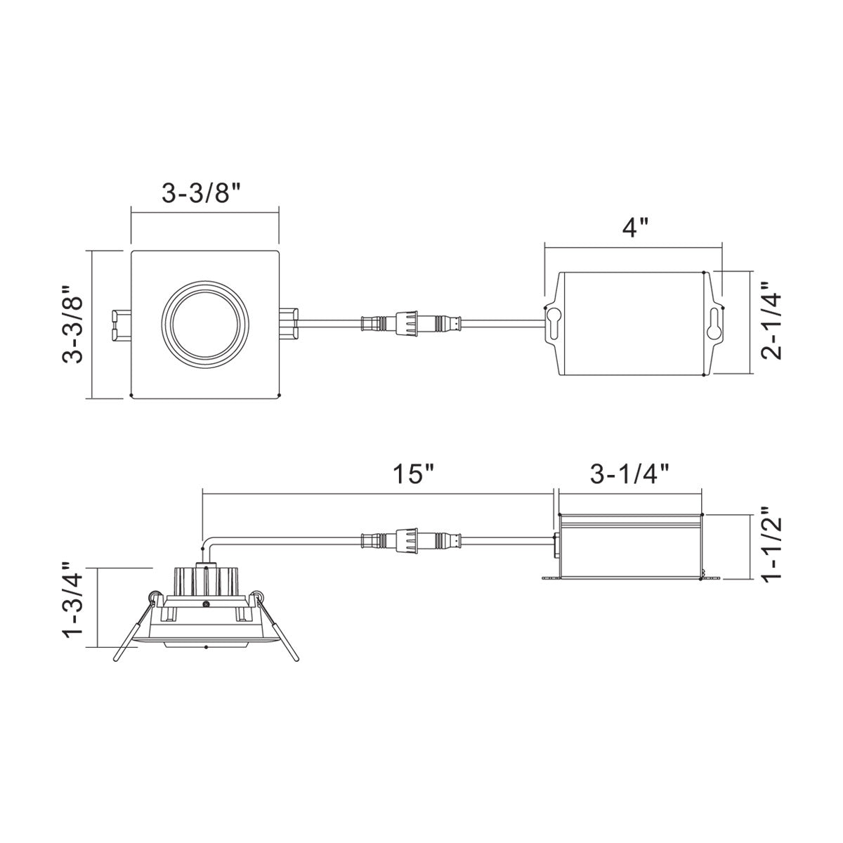 34892-30 LED REC,3IN,SQ GMBL,8W,30K,WHT in White