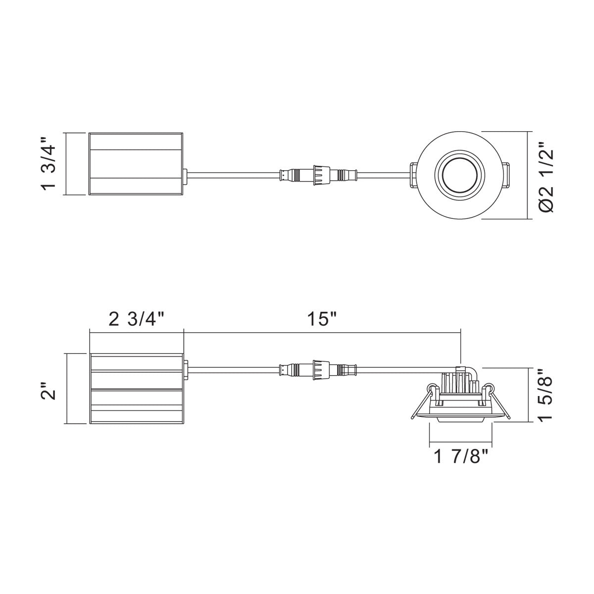 34894-40 LED REC, 2IN, GIMBAL, 5W, 40K, BLK