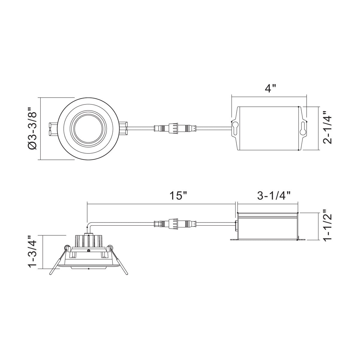 34895-40 LED REC,3IN,GIMBAL,8W,40K,BLK in Black