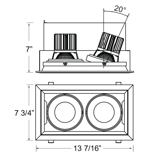 26W Multi LED Recessed Multiple in White