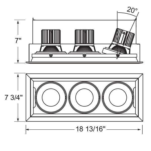 26W Multi LED Recessed Multiple in White