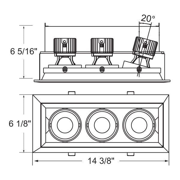 15W Multi LED Recessed Multiple in White