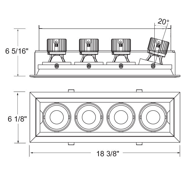 15W Multi LED Recessed Multiple in Black