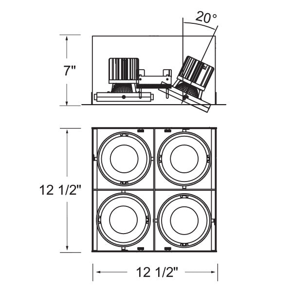 26W Multi LED Recessed Multiple in Black