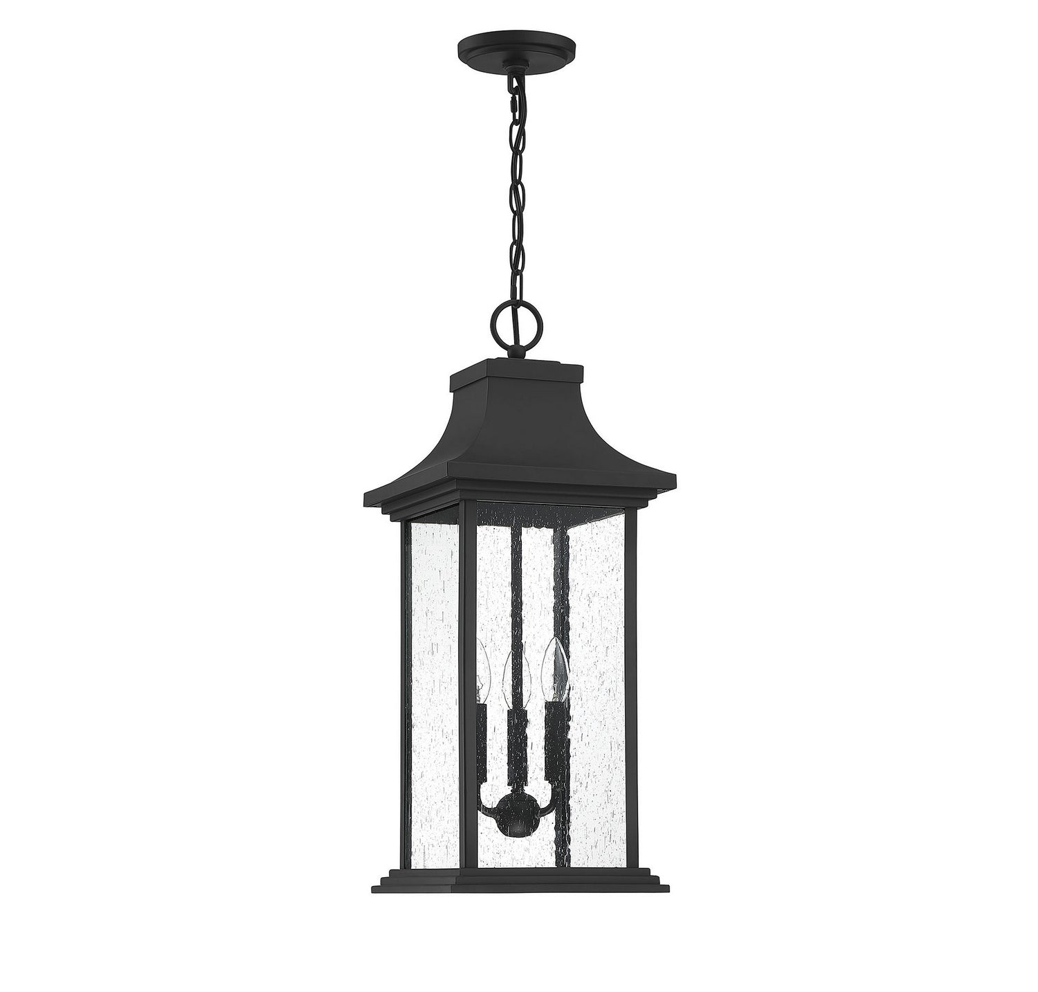 Hancock Three Light Outdoor Pendant in Matte Black